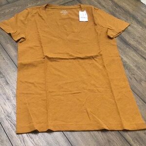 JCrew Slub Cotton Short Sleeve V-Neck Tee Golden Brown Size Small